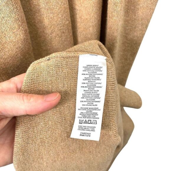 Ann Taylor knit cross v neck midi sweater dress Size M tan caramel neutral - Picture 8 of 8